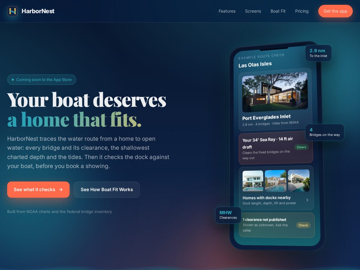 Landing-page snapshot of harbornest.app