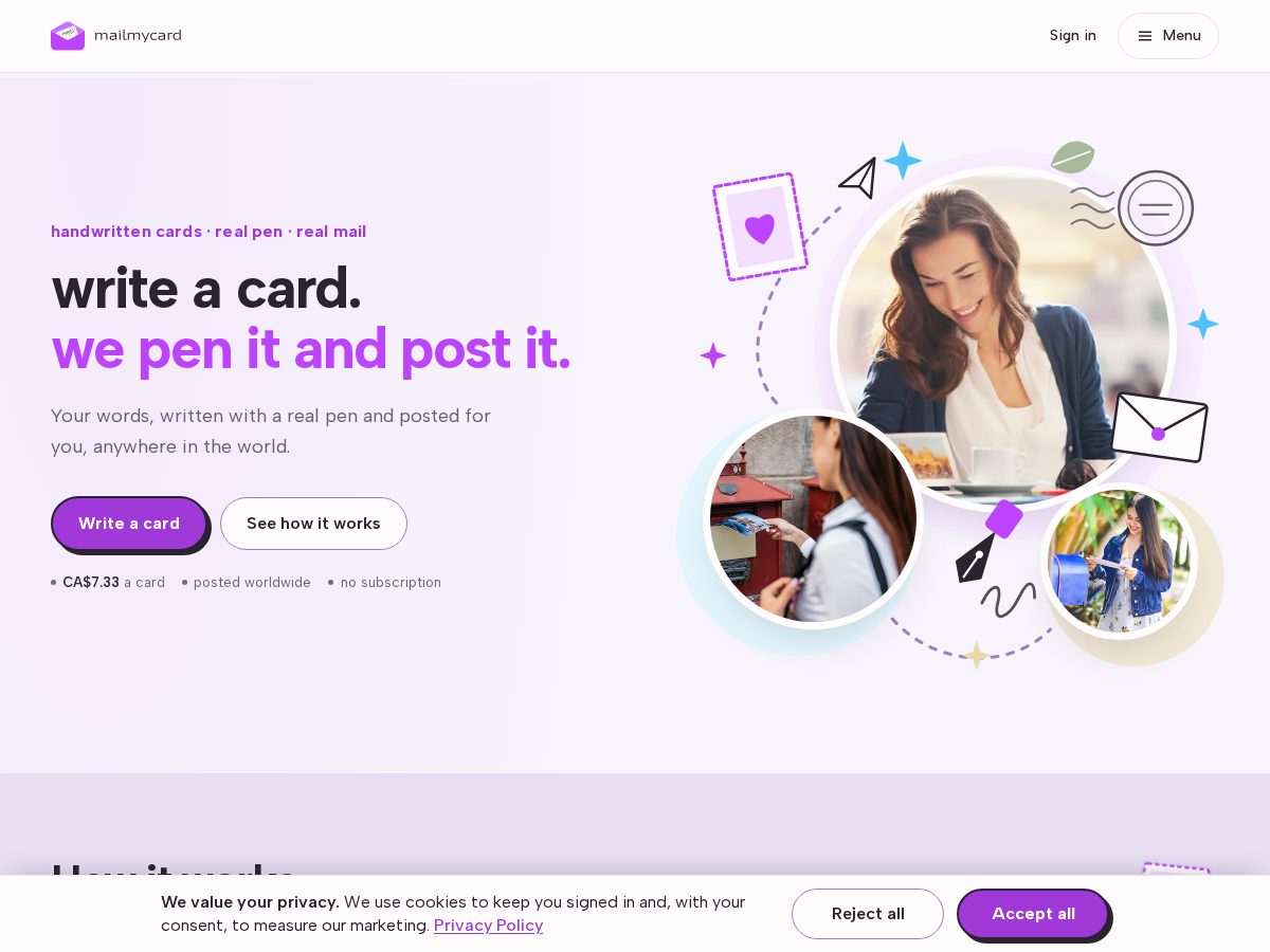 Landing-page snapshot of hellomailmycard.com