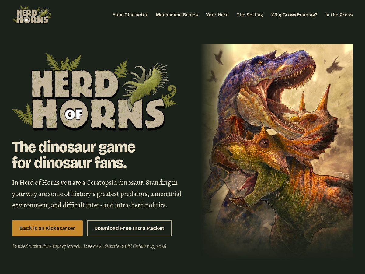 Landing-page snapshot of herdofhorns.com