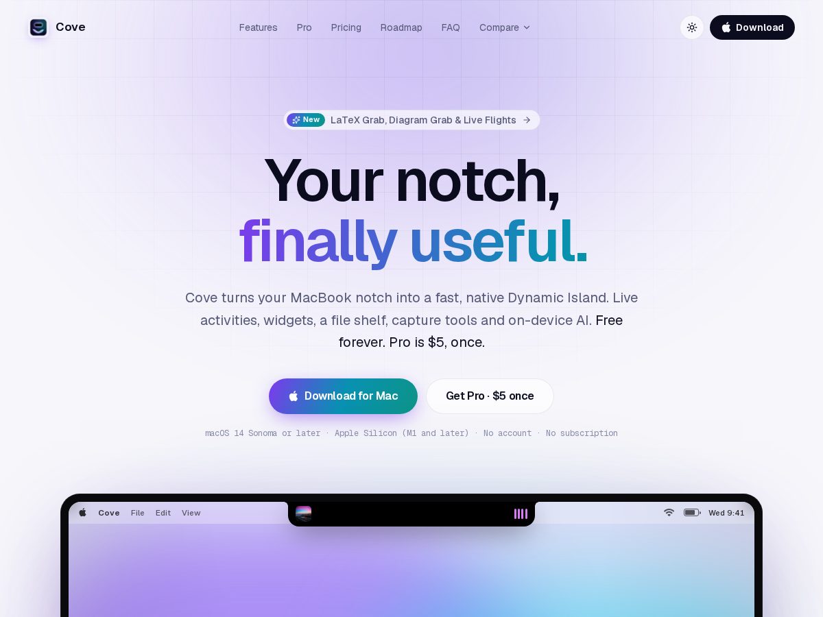 Landing-page snapshot of heycove.app