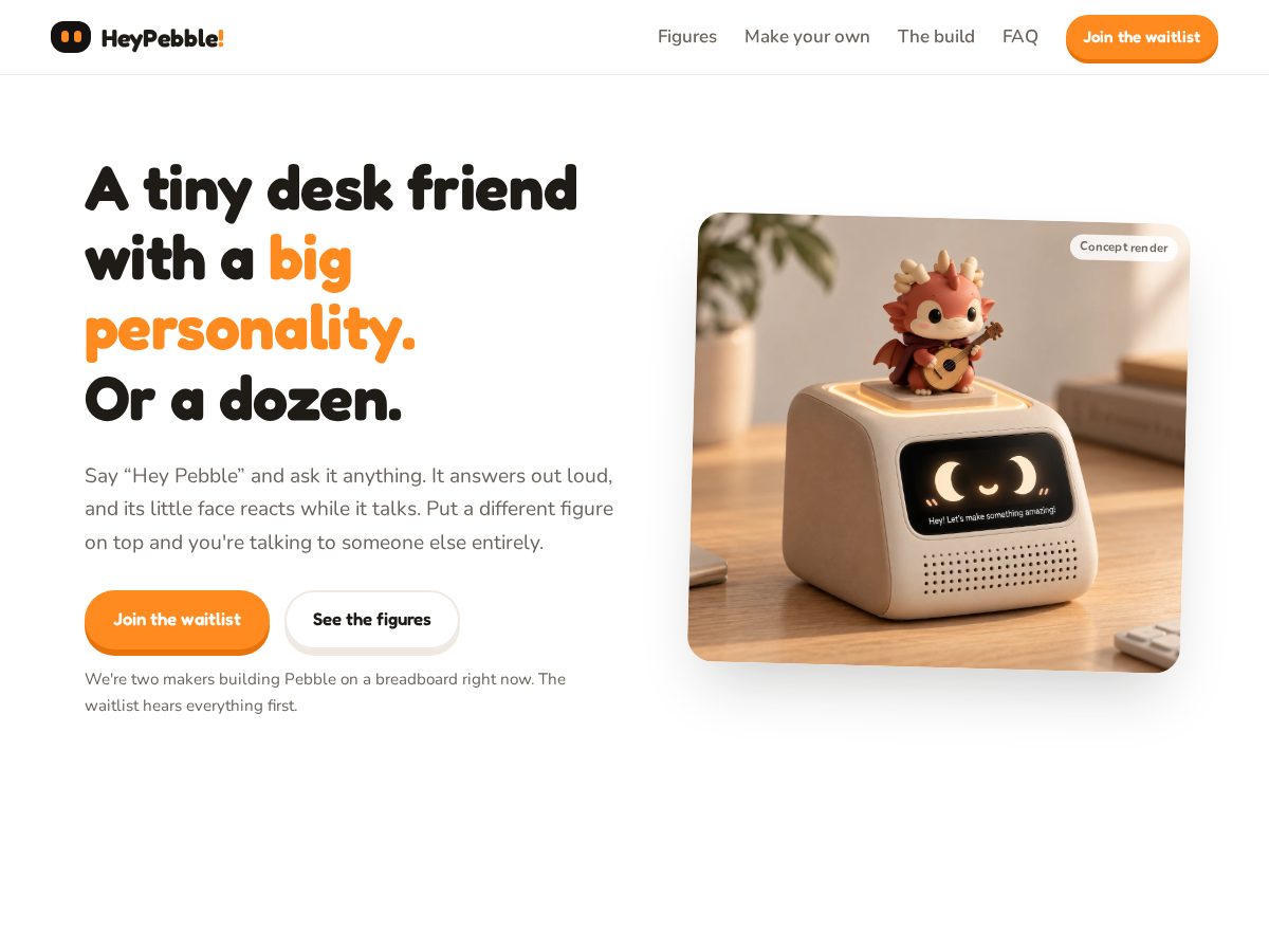 Landing-page snapshot of heypebble.world