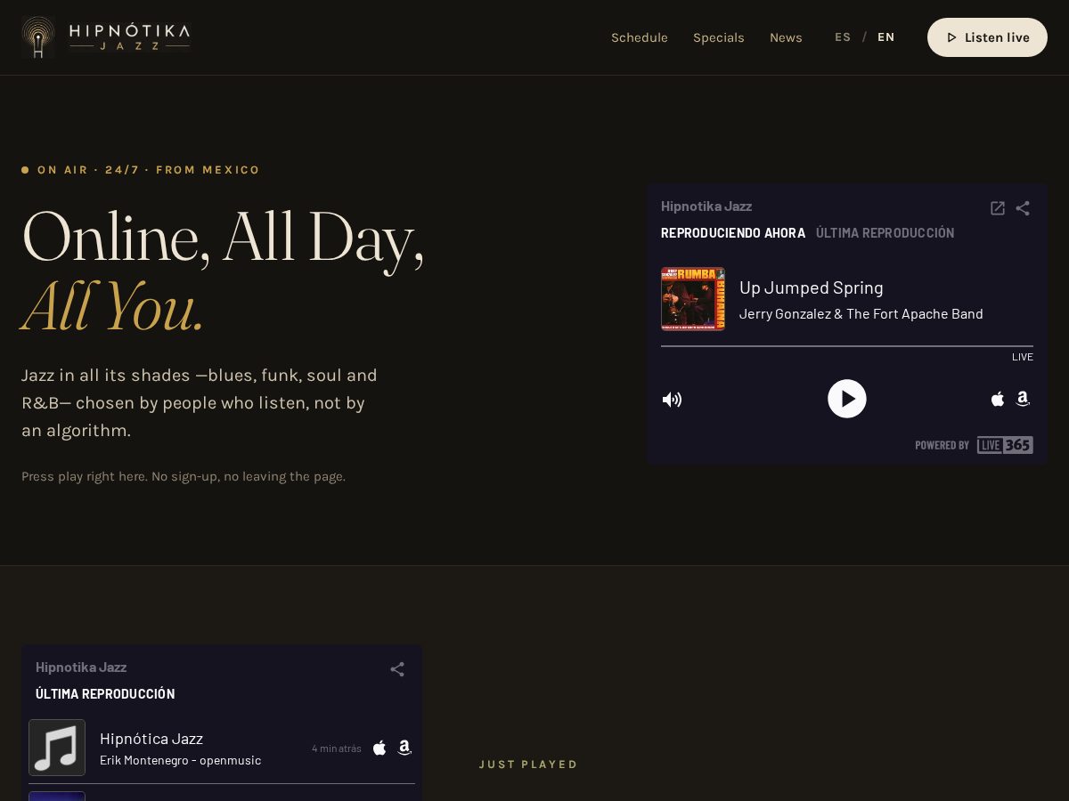 Landing-page snapshot of hipnotikajazz.com