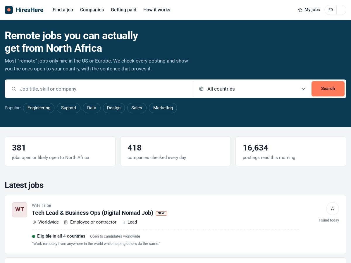 Landing-page snapshot of hireshere.app