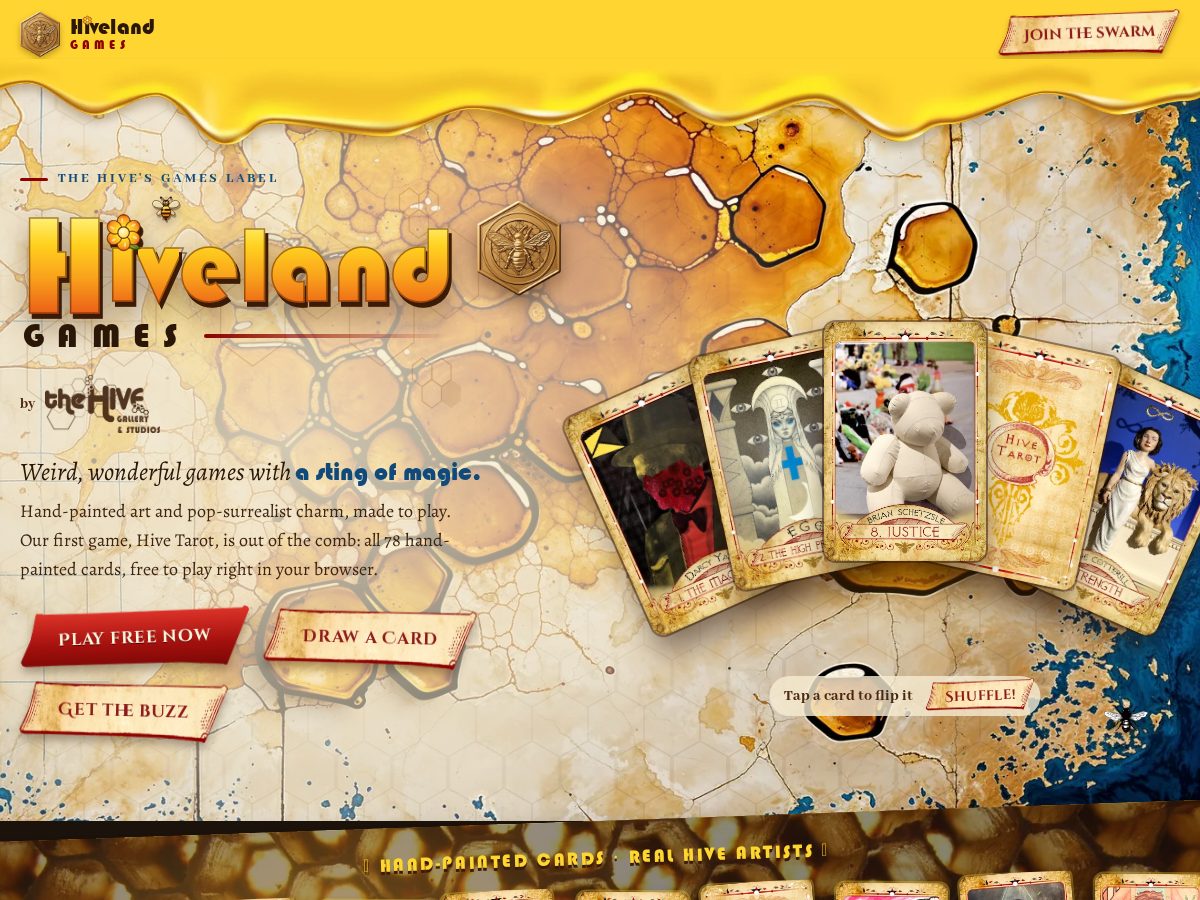 Landing-page snapshot of hivelandgames.com