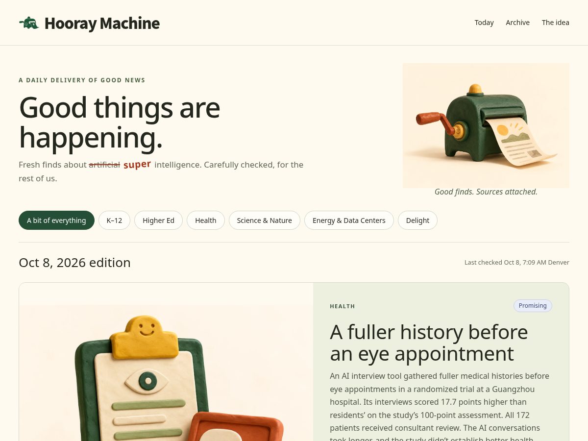 Landing-page snapshot of hooraymachine.com