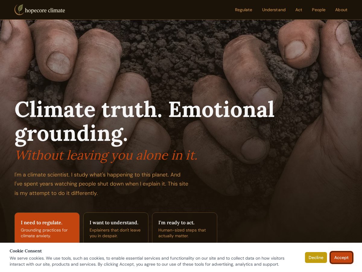 Landing-page snapshot of hopecoreclimate.org
