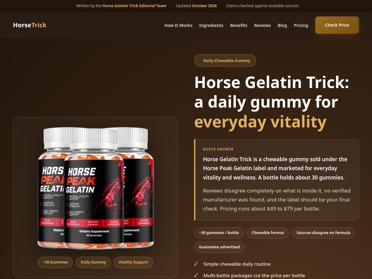 Landing-page snapshot of horsegelatintrick.org