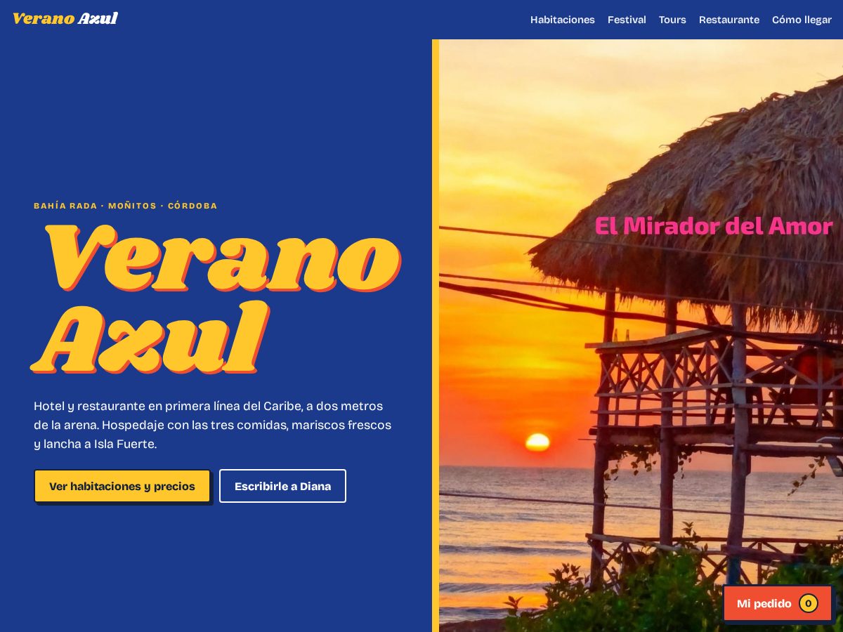 Landing-page snapshot of hotelveranoazulmonitos.com