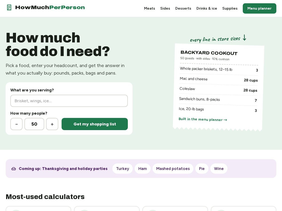 Landing-page snapshot of howmuchperperson.com