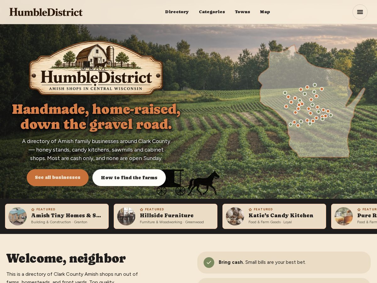 Landing-page snapshot of humbledistrictwi.com