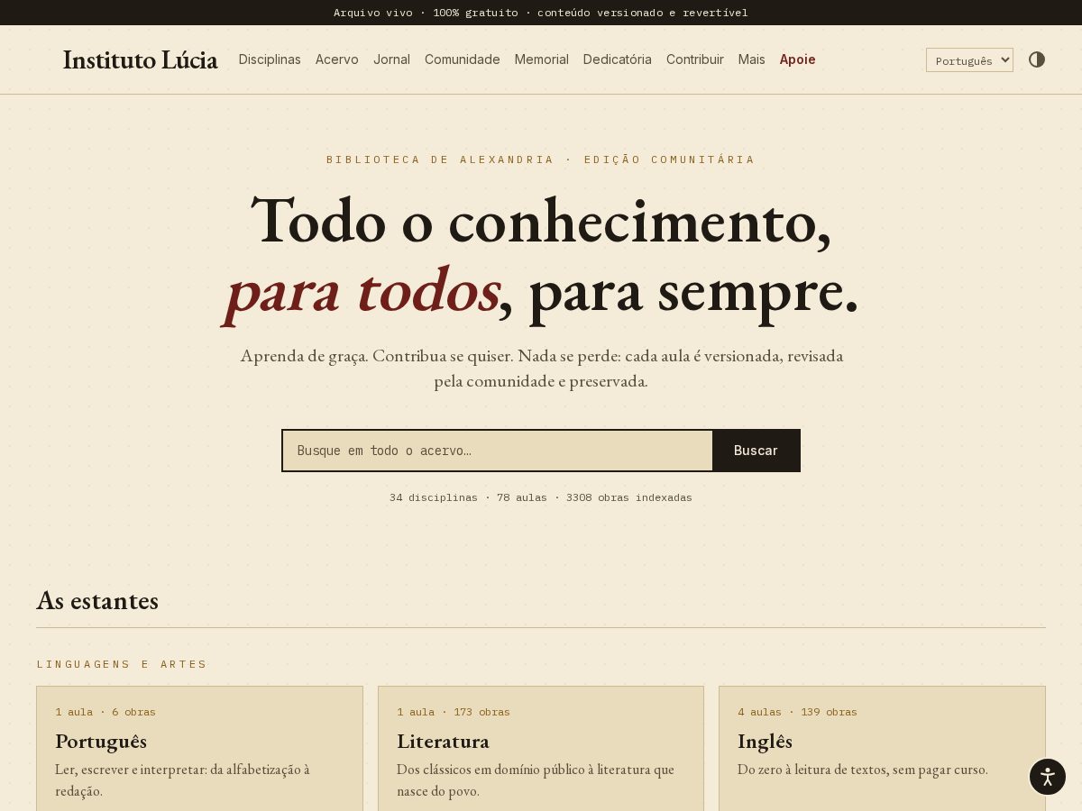 Landing-page snapshot of institutolucia.org