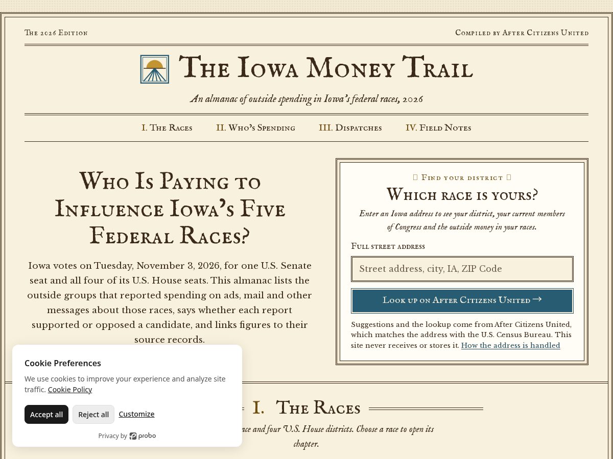 Landing-page snapshot of iowamoneytrail.org