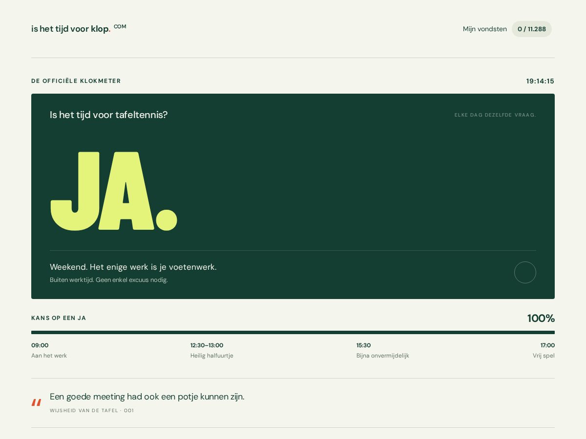 Landing-page snapshot of ishettijdvoorklop.com