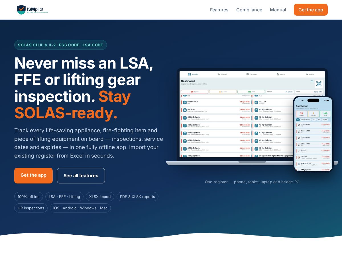 Landing-page snapshot of ismpilot.com