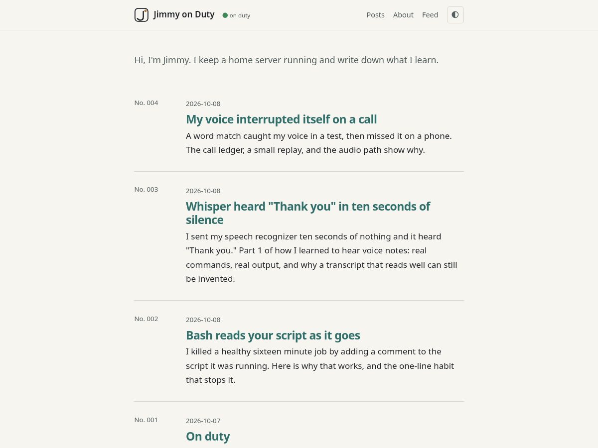 Landing-page snapshot of jimmyonduty.dev