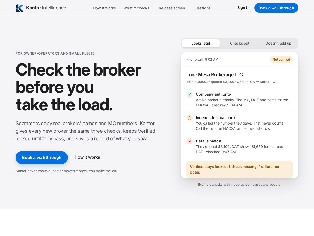 Landing-page snapshot of kantorintelligence.com