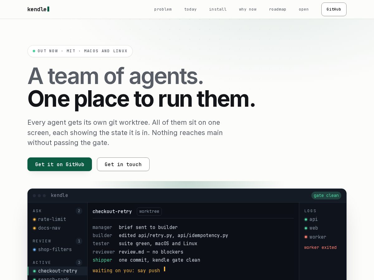 Landing-page snapshot of kendle.fit