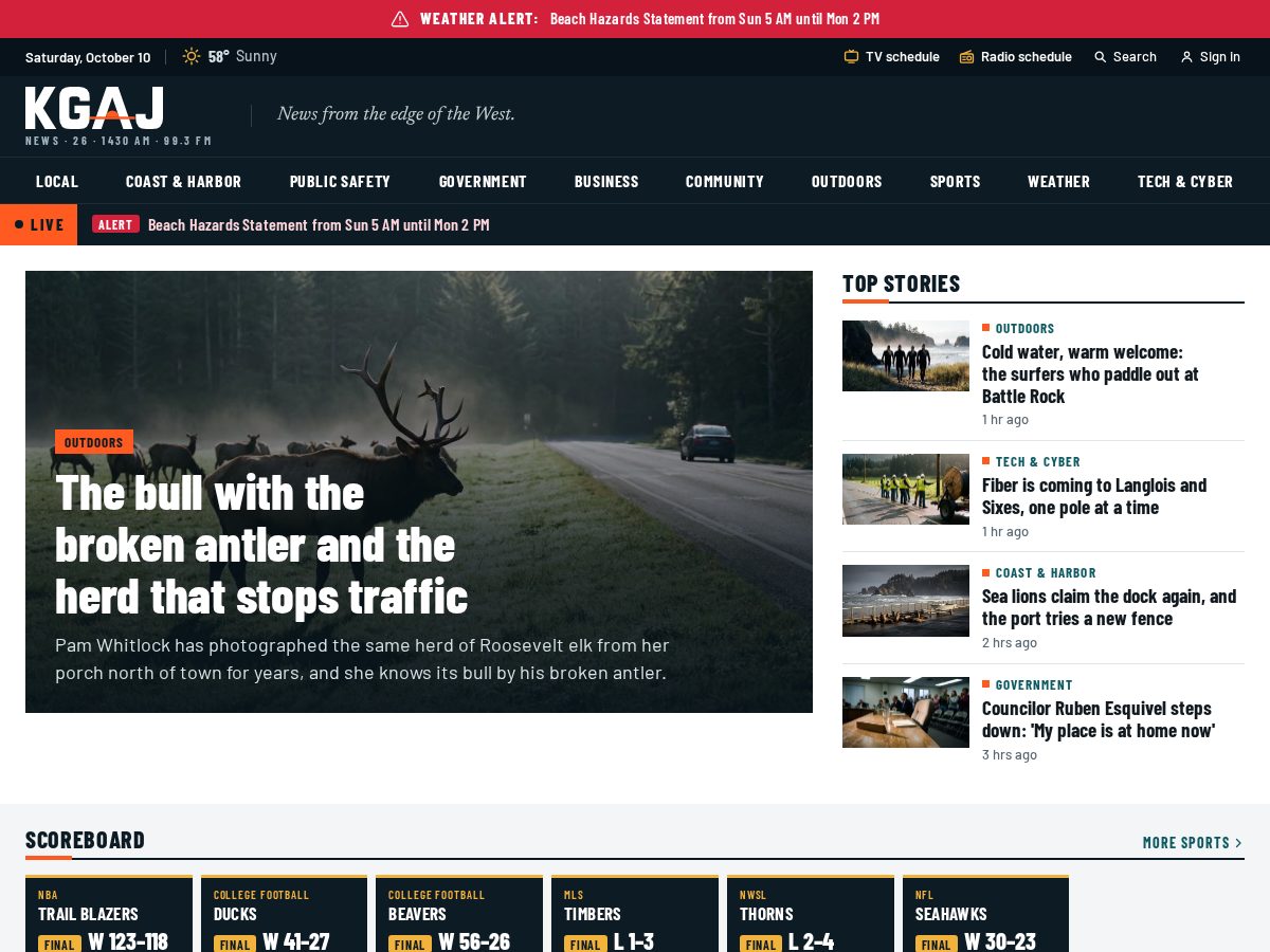 Landing-page snapshot of kgaj.news