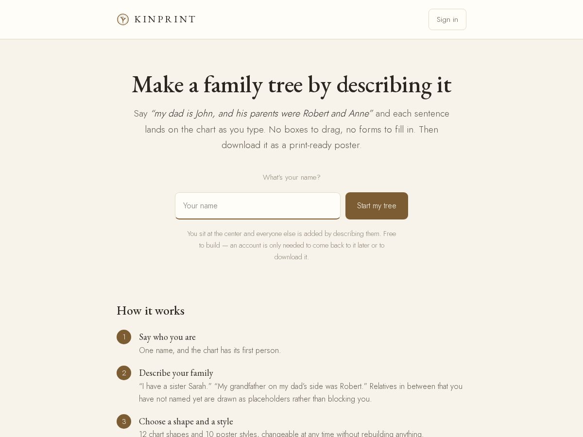 Landing-page snapshot of kin-print.com