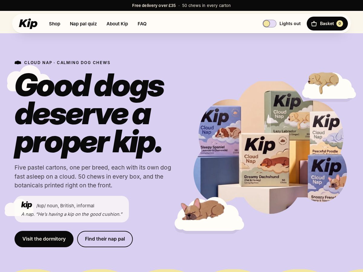 Landing-page snapshot of kipforpets.com
