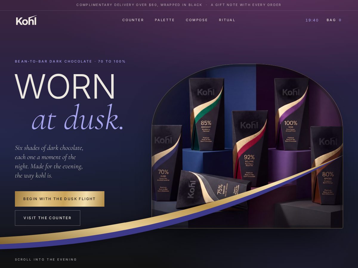 Landing-page snapshot of kohlchocolate.store