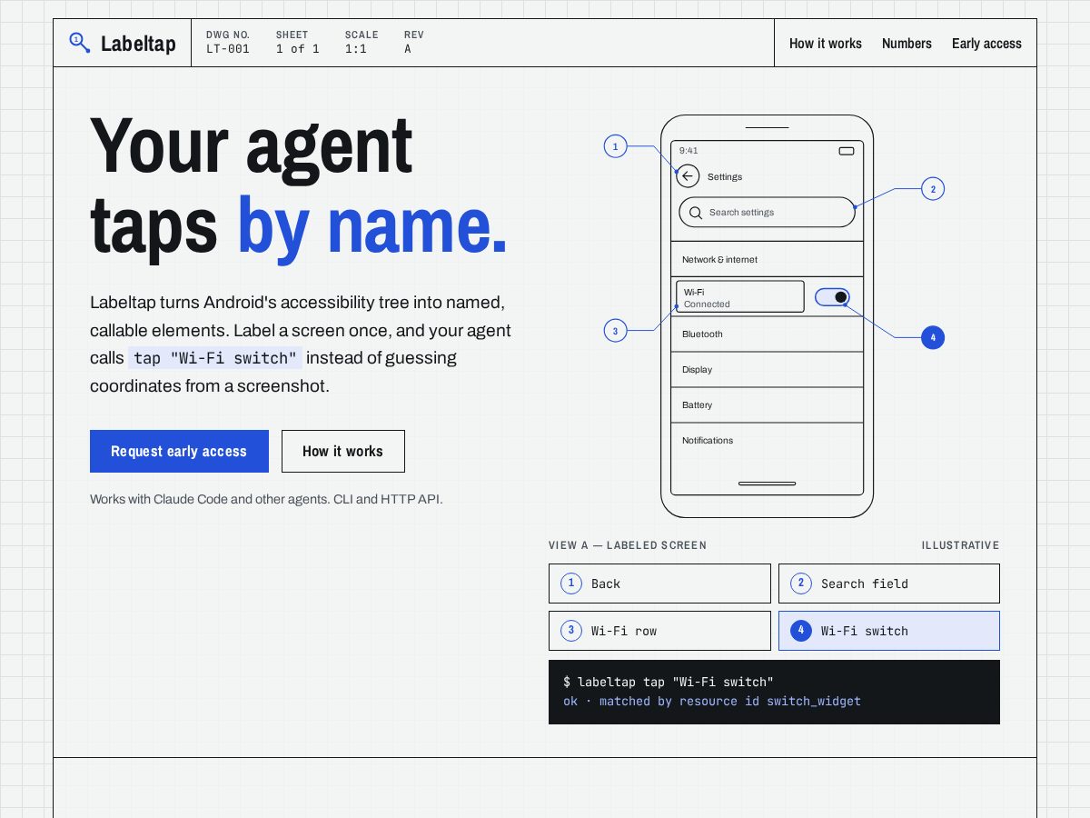 Landing-page snapshot of labeltap.dev