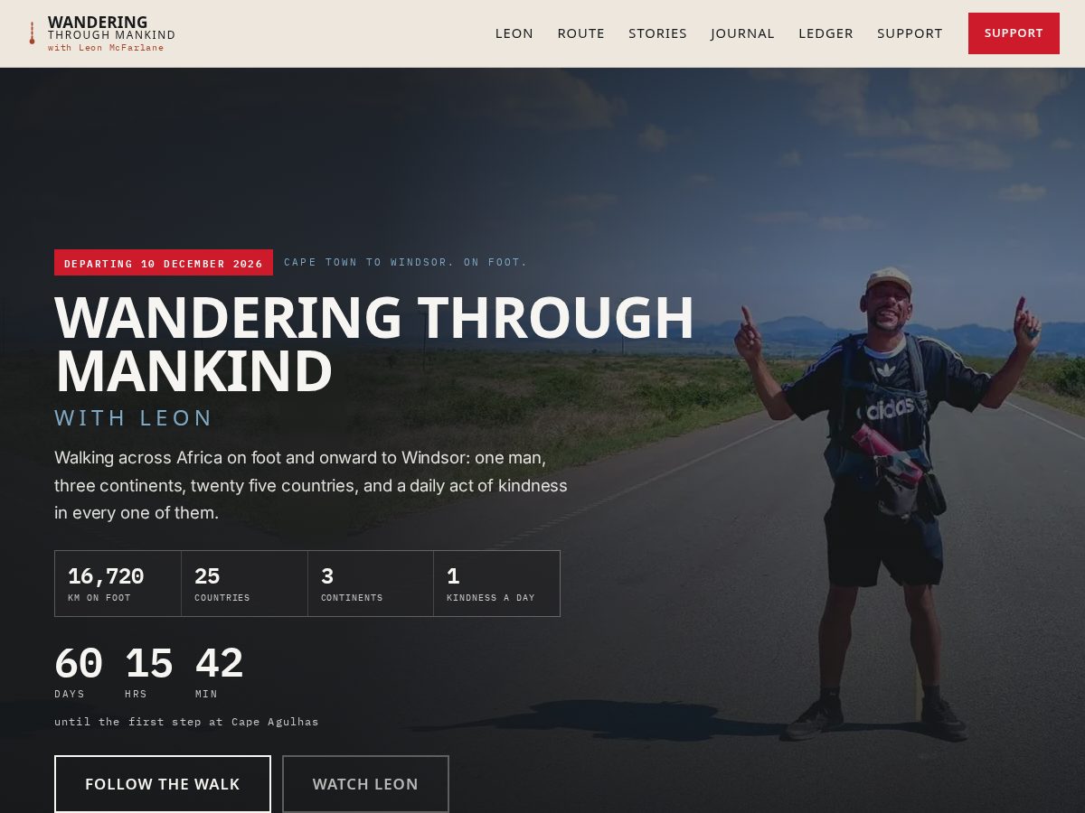 Landing-page snapshot of leonwalks.com