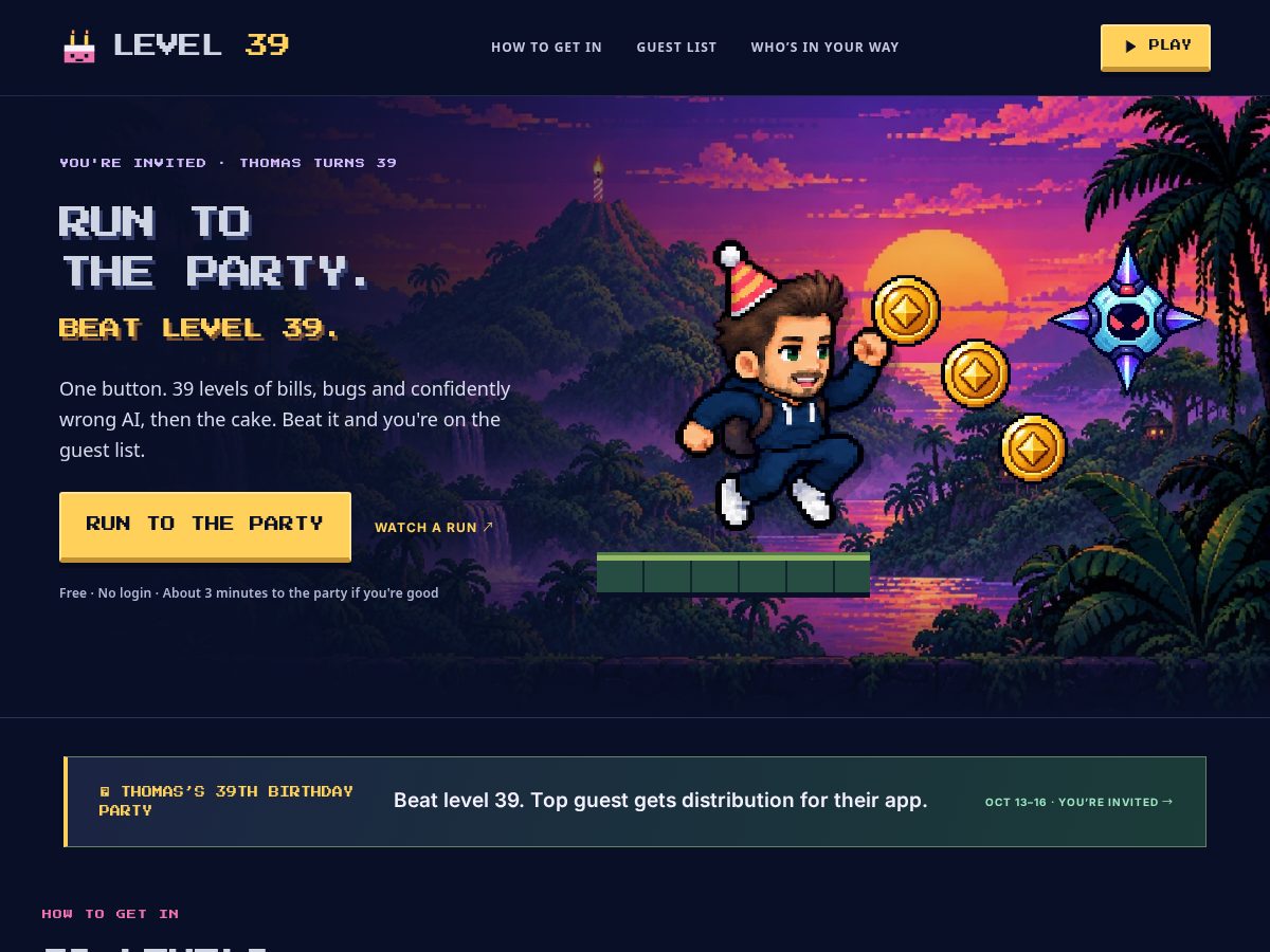 Landing-page snapshot of level39.fun