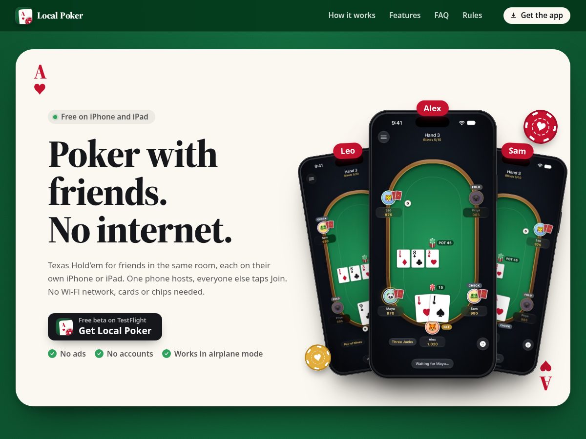 Landing-page snapshot of localpoker.app