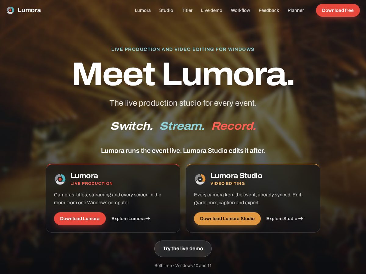 Landing-page snapshot of lumoraproduction.com