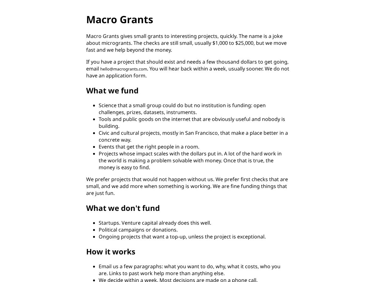 Landing-page snapshot of macrogrants.org