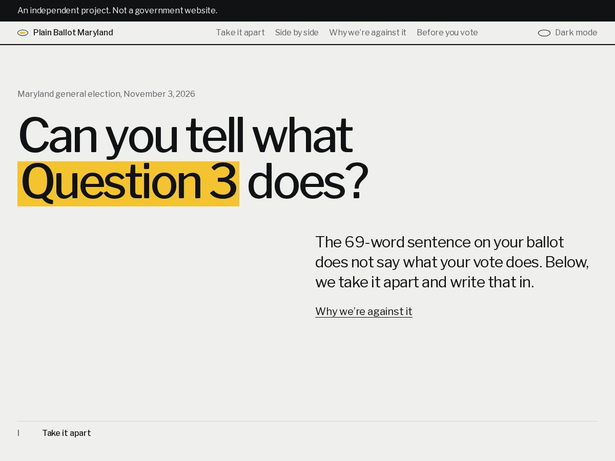 Landing-page snapshot of marylandquestion3.com