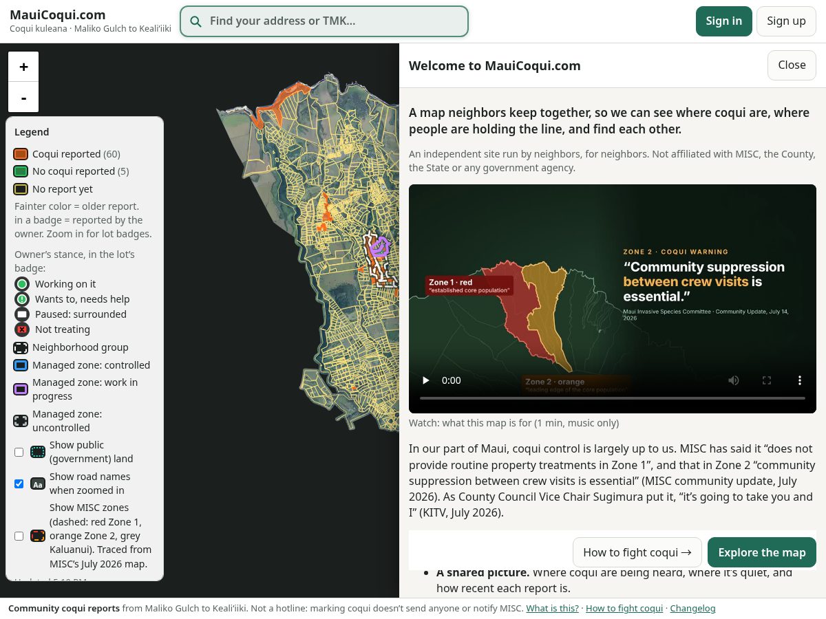 Landing-page snapshot of mauicoqui.com