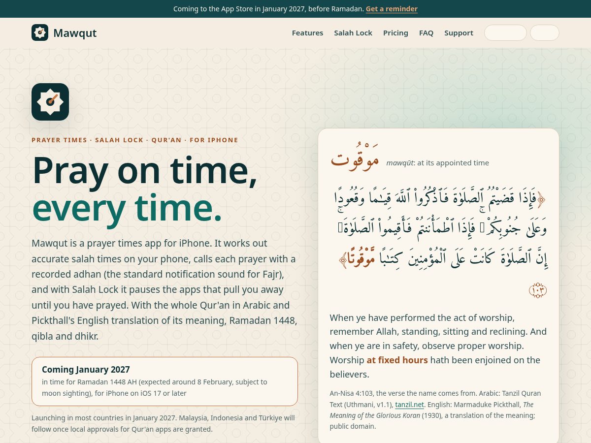 Landing-page snapshot of mawqut.app