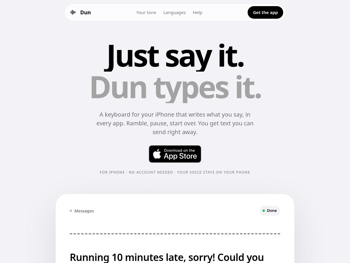 Landing-page snapshot of meetdun.com