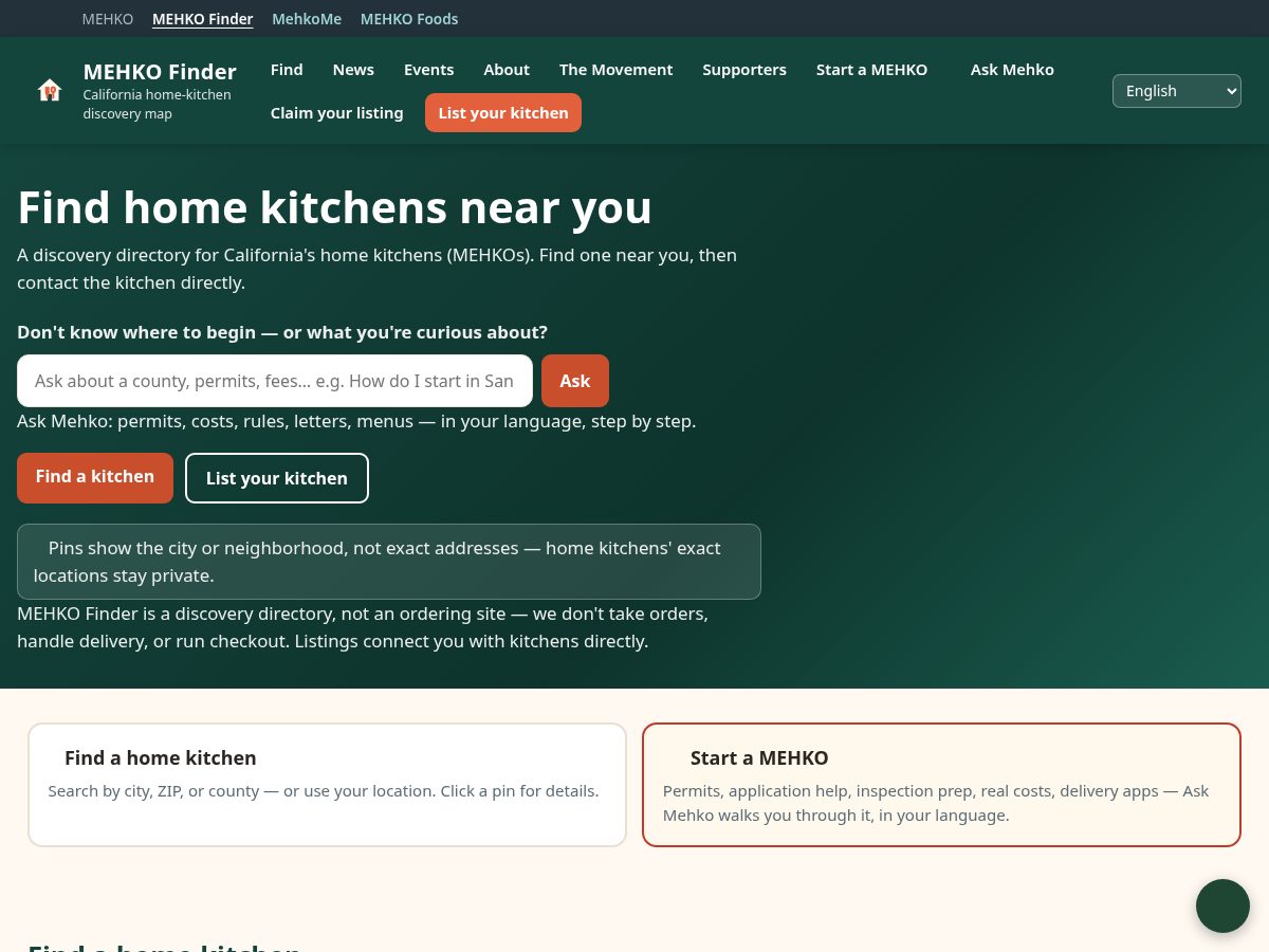 Landing-page snapshot of mehkofinders.com
