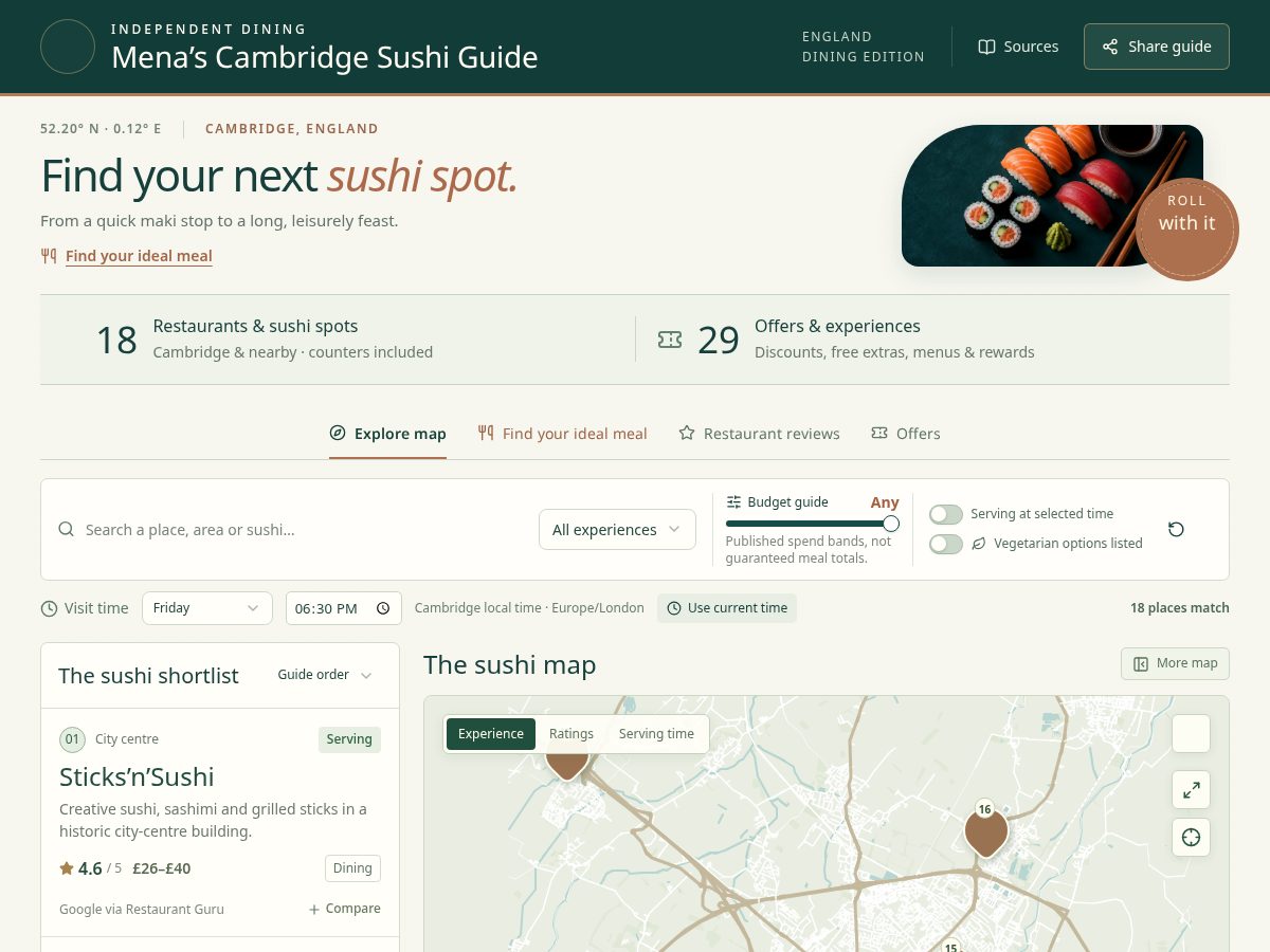 Landing-page snapshot of menacambridgesushiguide.com