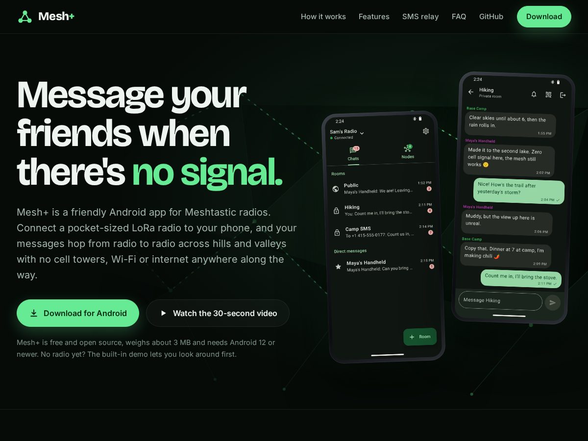 Landing-page snapshot of meshplus.app