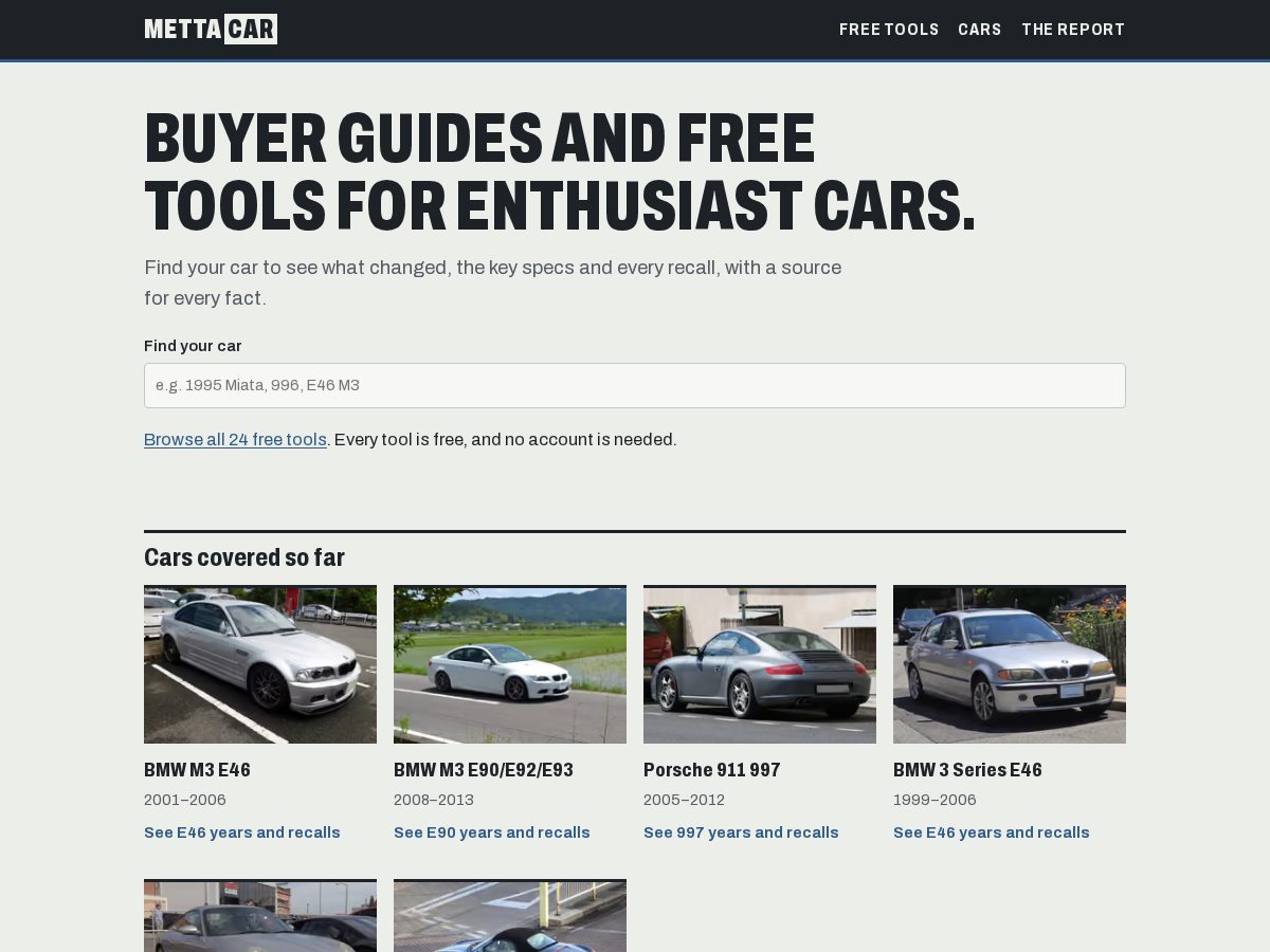 Landing-page snapshot of mettacar.com