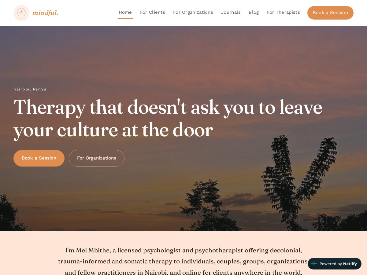 Landing-page snapshot of mindfulpsychotherapyke.com