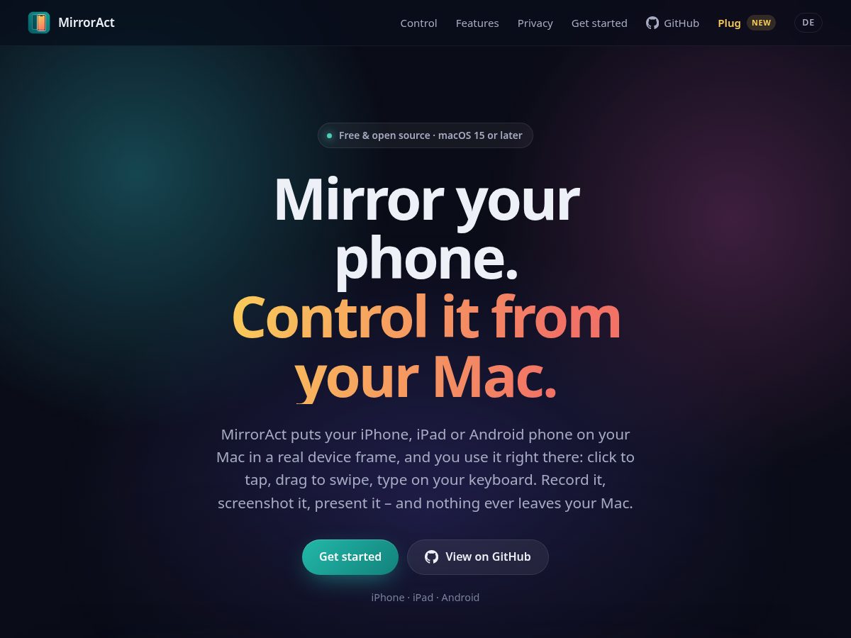 Landing-page snapshot of mirroract.com