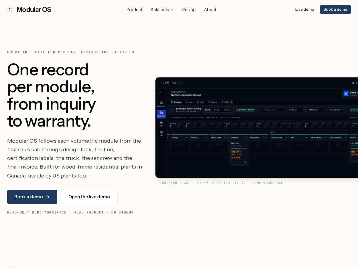 Landing-page snapshot of modularos.dev