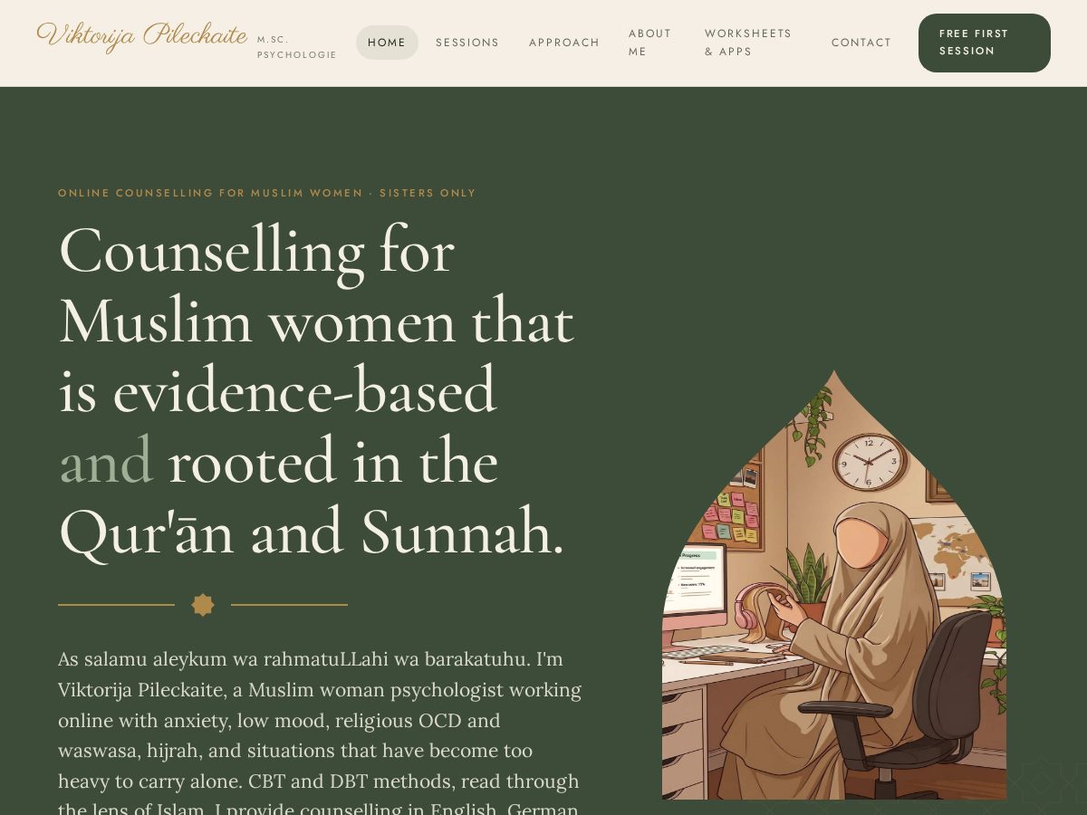 Landing-page snapshot of muslimahcbt.com