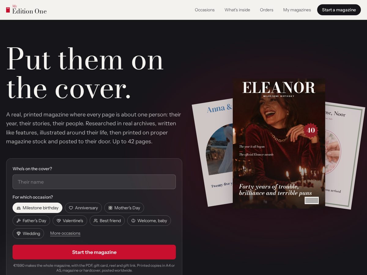 Landing-page snapshot of myedition.one