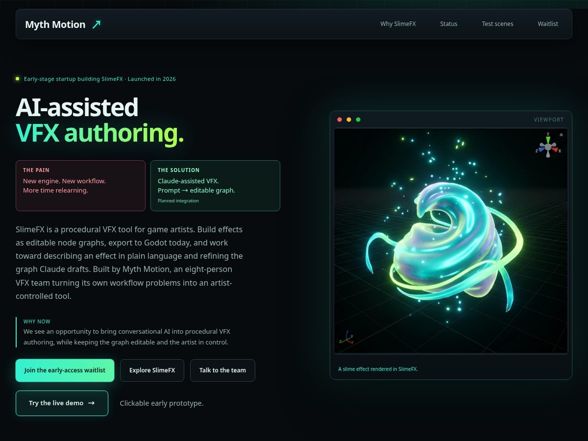 Landing-page snapshot of mythmotion.com