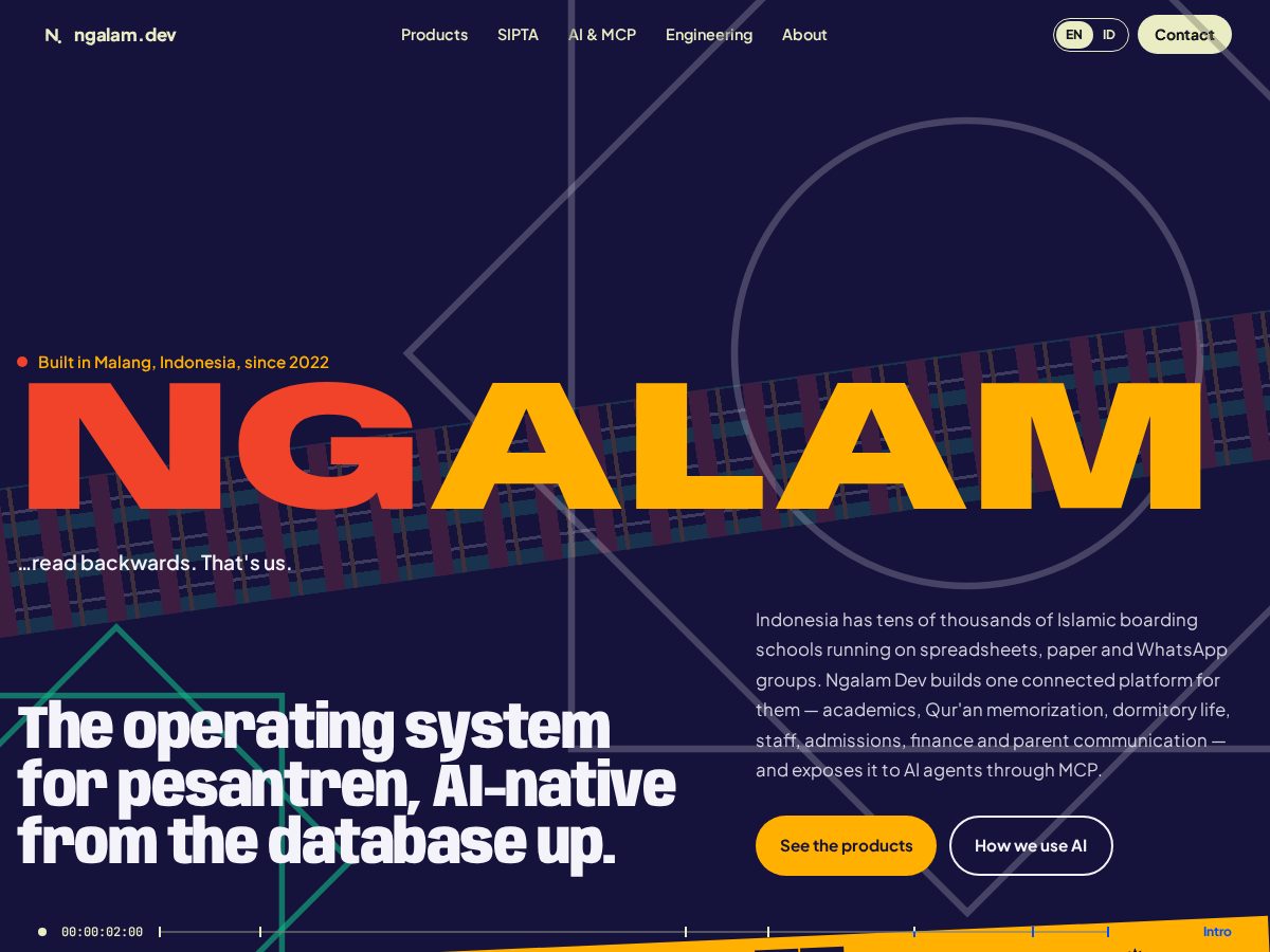 Landing-page snapshot of ngalam.dev