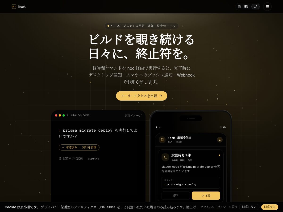Landing-page snapshot of nock-cli.com
