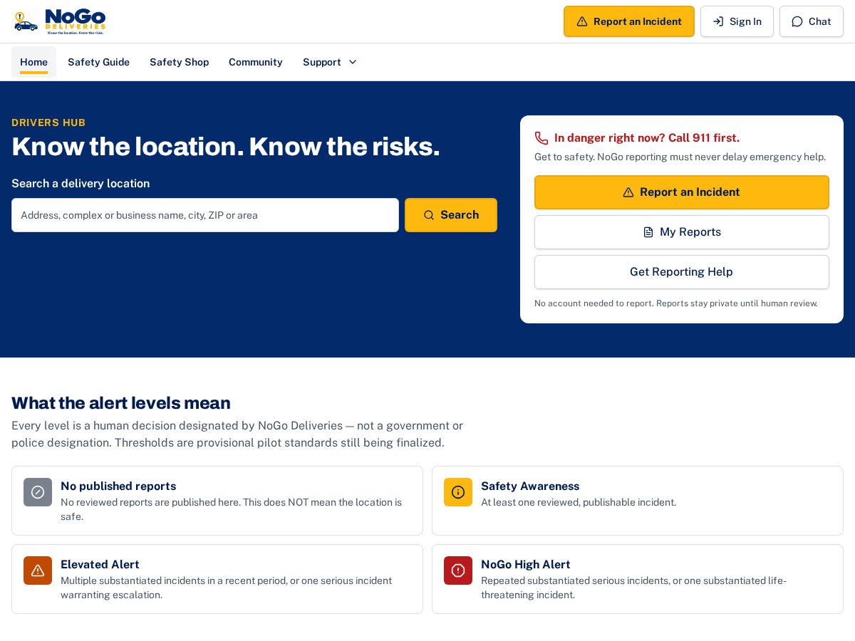Landing-page snapshot of nogodeliveries.com