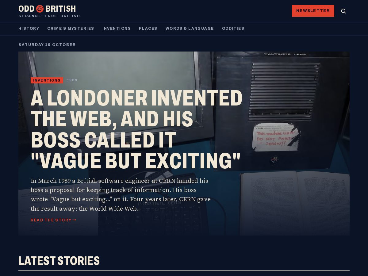 Landing-page snapshot of oddandbritish.com