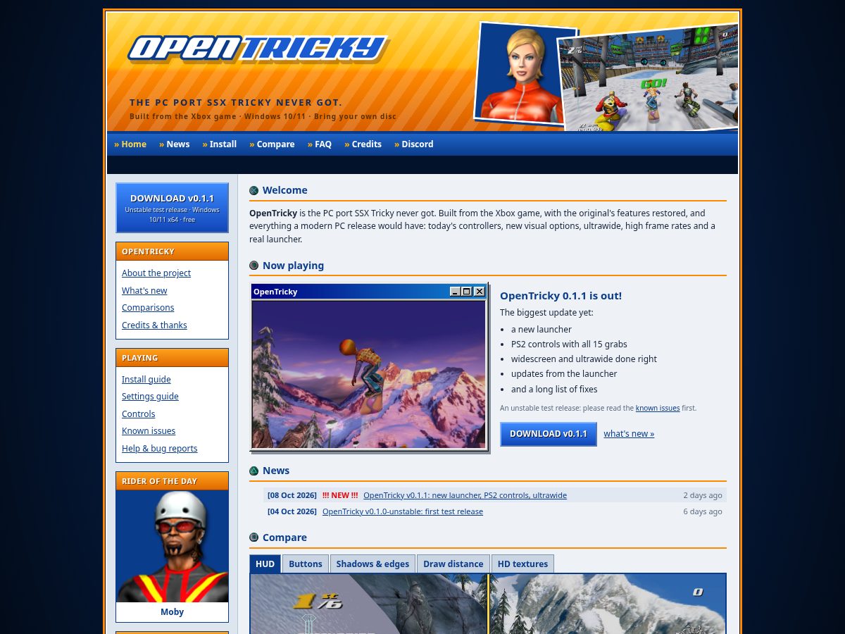 Landing-page snapshot of opentricky.com